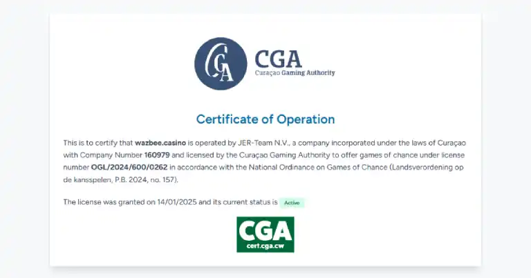 תעודת רישוי של Wazbee